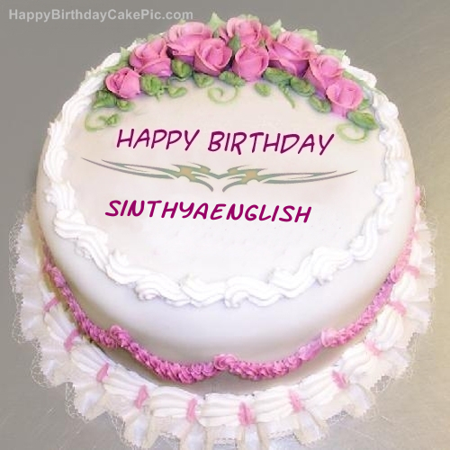 write name on Pink Rose Birthday Cake