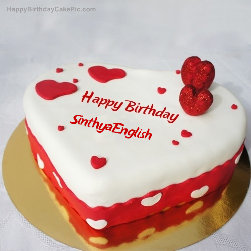 write name on Ice Heart Birthday Cake