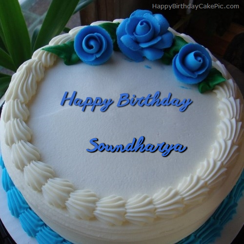 write name on Blue Flower Ice-cream Cake