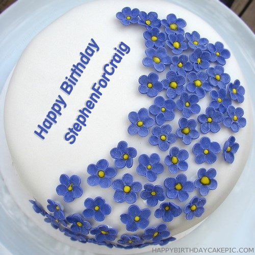 write name on Violet Flowers Birthday Cake