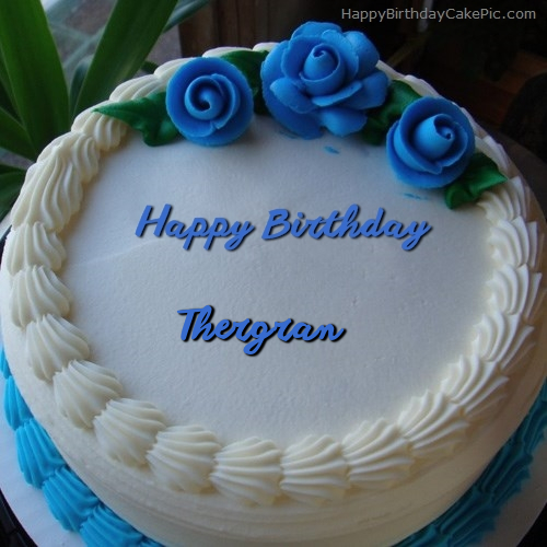 write name on Blue Flower Ice-cream Cake