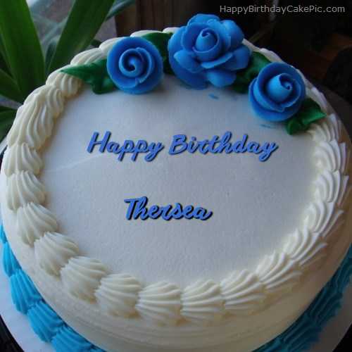 write name on Blue Flower Ice-cream Cake