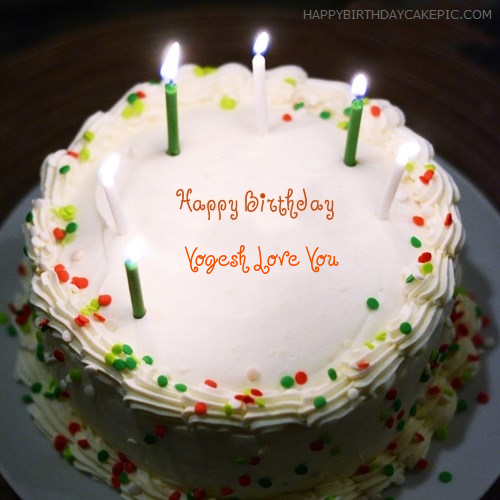 Birthday Cake With Candles For Yogesh Love You