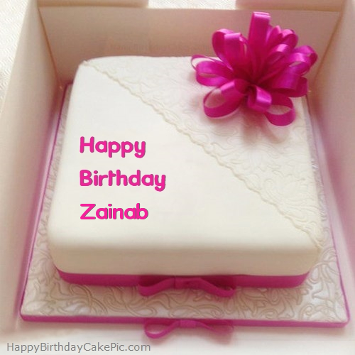 Pink Happy Birthday Cake For Zainab