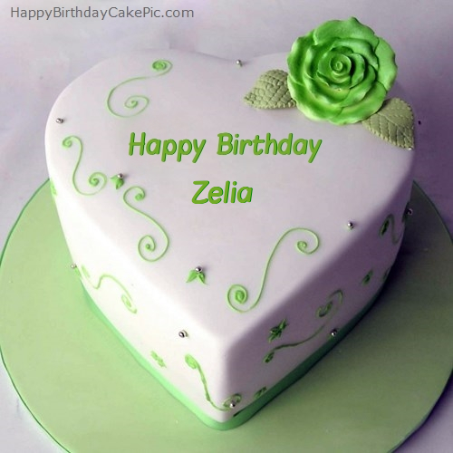 write name on Green Heart Birthday Cake