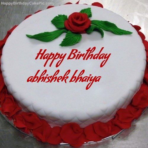 Red Rose Birthday Cake For Abhishek Bhaiya