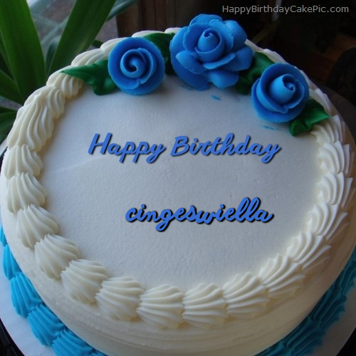 write name on Blue Flower Ice-cream Cake