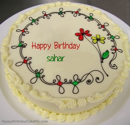 ❤️ Red White Heart Happy Birthday Cake For sahar